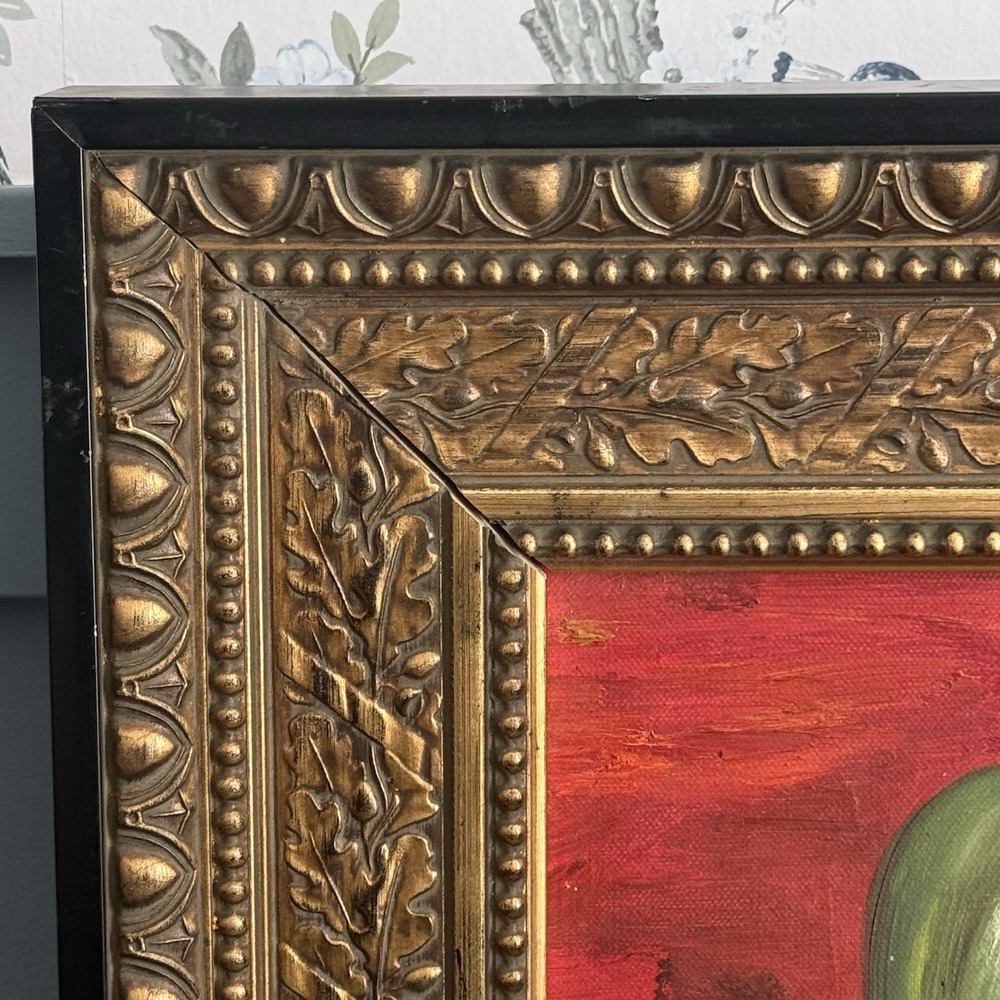 Vintage Still Life Pear Painting Ornate Gold Frame European Wall Art 23 x 20 - Picture 5 of 9